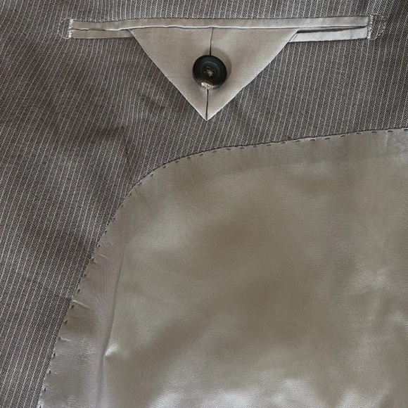 DKNY Men's Grey Pinstripe 100% Wool Lightweight Suit Jacket Sports Coat 42R - Picture 7 of 10